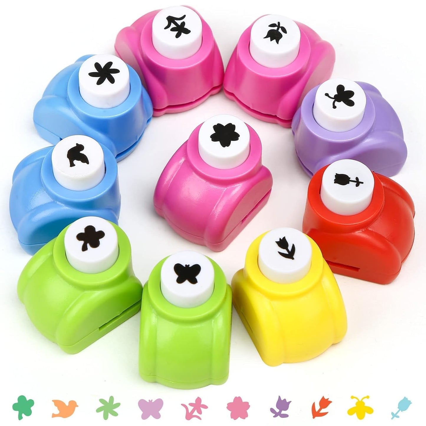LOVEINUSA 10 PCS Flower Shaped Craft Hole Punch Set for DIY Crafting, Scrapbooking,Tissue Paper for Gift Bags, Festival Wedding Paper DIY Projects, Gift Tags, Mini Cutter Nail Arts Crafts