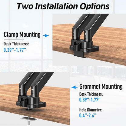 MOUNTUP Dual Monitor Mount Fits Max 39'' Screen, Ultrawide Dual Monitor Desk Mount Hold 4.4-33 lbs, Adjustable Gas Spring Double Monitor Arms, Computer Monitors Stand with USB, VESA Monitors Bracket