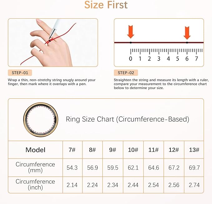 Fit Ring, Smart Health Rings for Women Men with Heart Rate,Blood Oxygen,HRV,Stress Level, Sleep Monitor, Step Tracker, No Subscription Fee, IP68 Waterproof Smart Ring for iphone &Android (Gold, 8#)