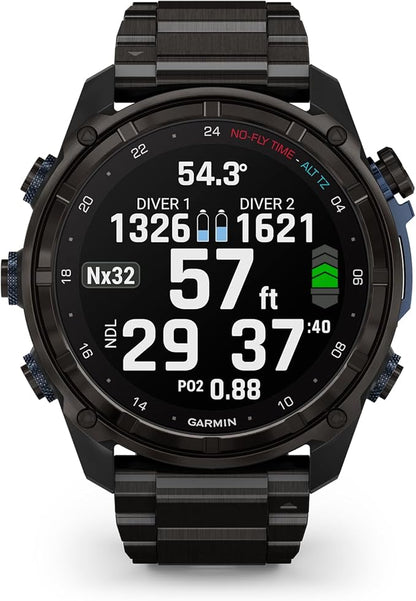 Garmin Descent™ Mk3i, Dive Computer and Multisport GPS Smartwatch, Air Integration, Black Titanium