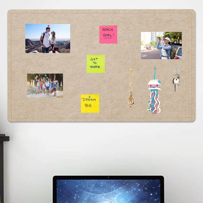 Extra Large Bulletin Board, 96 X 48 inches Cork Board with 30 Pushpin, 8' x 4' Felt Cork Board Notice Pin Board, Self-Adhesive Vision Board Mood Board Foldable Photo Board for Wall - Beige Brown