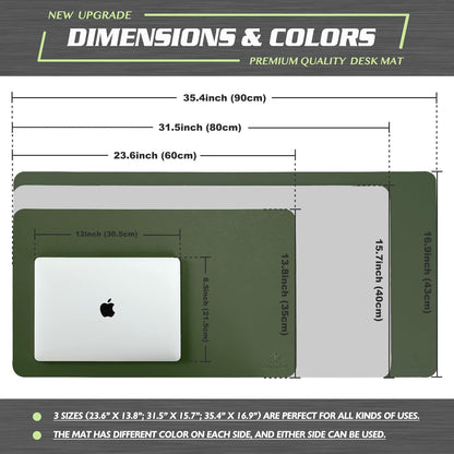 K KNODEL Large Office Leather Desk Mat, Mouse and Keyboard Pad, Computer and Laptop Mat, Desktop Protector and Cover, Writing Pad and Blotter (31.5"x15.7", Dark Green)