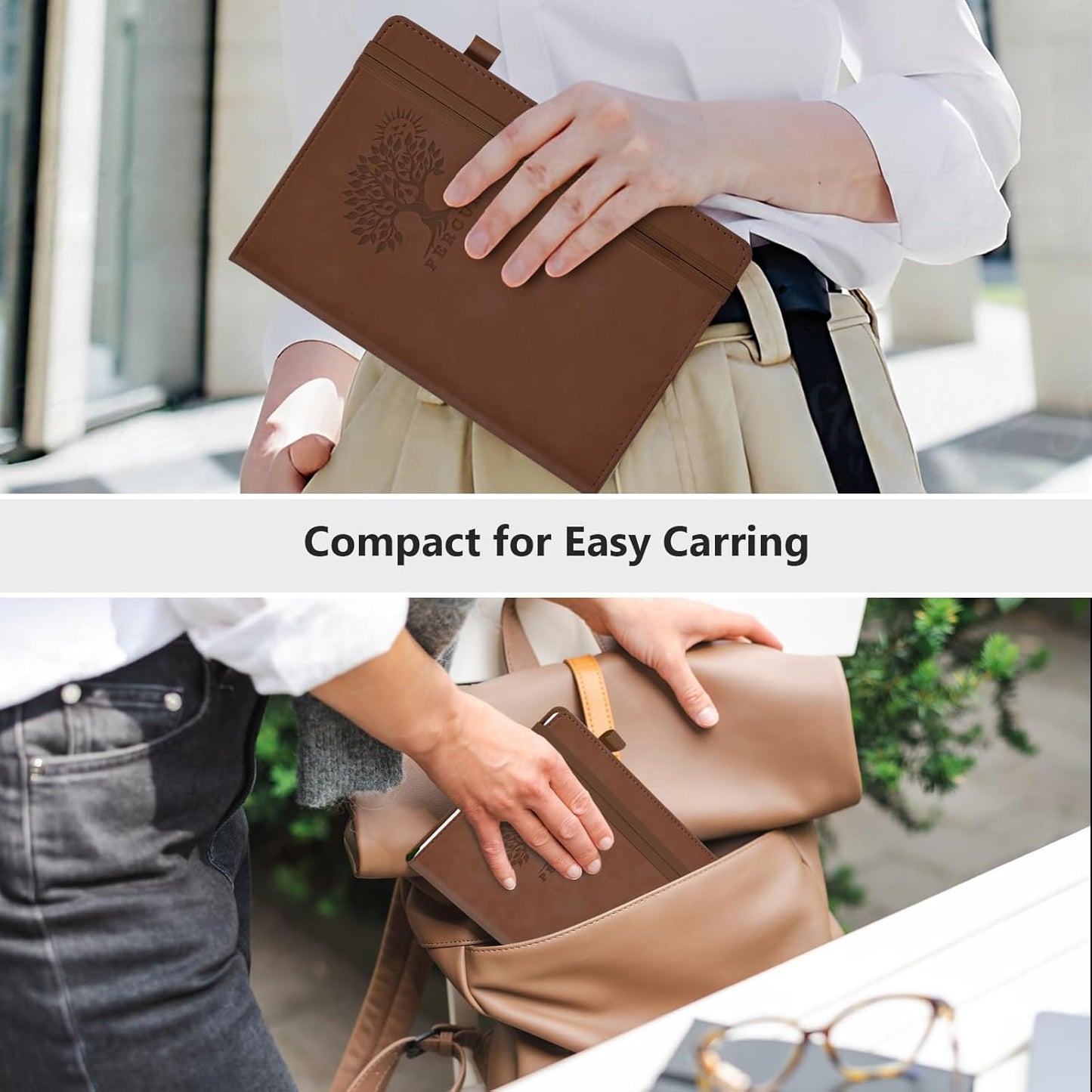 Graph Paper Notebook, 160 Pages Grid Journal for women & men, A5 Hardcover Leather Graphing Notebook for School, Work, Travel, Note Taking 5.9”x8.5” (Brown)