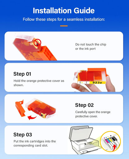 923 923e with chip Ink Cartridges 4-Pack High Yield Replacement for HP 923 923e 923XL Ink Compatible for HP OfficeJet Pro 8135e 8138e 8139e 8122e 8120 8123 8130 8133 Printers Black Cyan Magenta Yellow