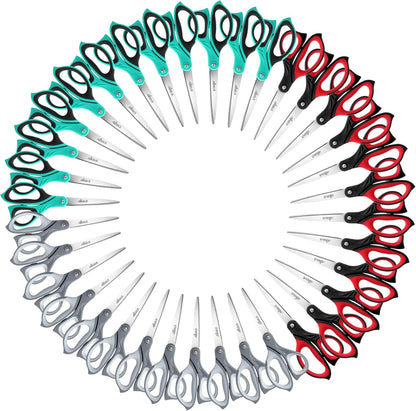 LIVINGO Sharp Scissors All Purpose: 36 Pack of Scissors Bulk Heavy Duty Multipurpose Cutting Fabric Wrapping Paper Sewing Craft for Office Middle High School Home, 8.5 Inch