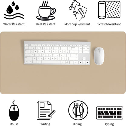 Bloss Beige Desk Mat 23.6" x 13.8", Desk Matt for Desktop, Large Leather Mouse Pad Waterproof, Computer Mat for Office Work/Home/Decor/Protector