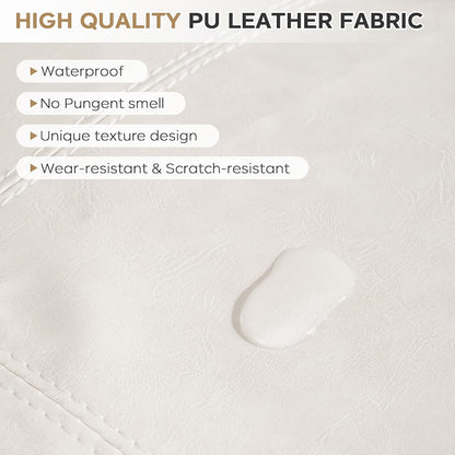 Unstuffed Pouf Ottoman Cover, 17.7x17.7 inch Faux Leather Moroccan Poofy Ottomans Cover, footrest Square White Footstool with Storage Waterproof Easy Cleaning for Living Room (Only Cover No Filler)