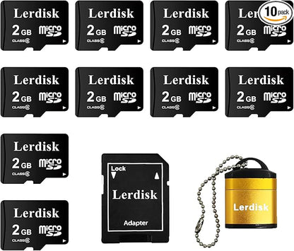 Factory Wholesale Micro SD Card 2GB Pack of 10 in Bulk MicroSD with SD Adapter Produced by Authorized Licencee(2GB)