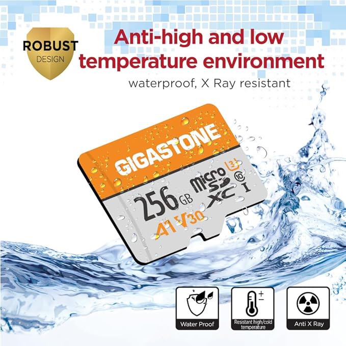GIGASTONE 256GB Micro SD Card, A1 V30 4K Video Recording, MicroSDXC Memory Card for Nintendo-Switch, Wyze, Dash Cam, Security Camera,UHS-I U3 C10, up to 100MB/s, with Adapter