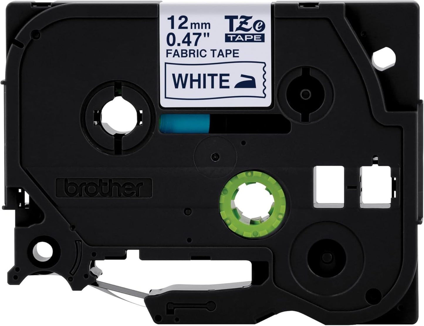 Brother Genuine P-Touch TZe, Navy Blue Print on White Fabric Label Tape (TZeFA3),1/2in x 9.8ft (12mm x 3m), for Select P-Touch Label Makers, Can be Ironed onto Virtually Any Cotton Item, Washable