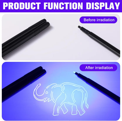 Tegeme 8 Pcs Black Light Markers Set 4 Invisible Ink Pen 4 Mini UV Flashlights Invisible Ink Marker Disappearing Pen for Class Prizes Spy Gift Party Favors(Grey and Black)