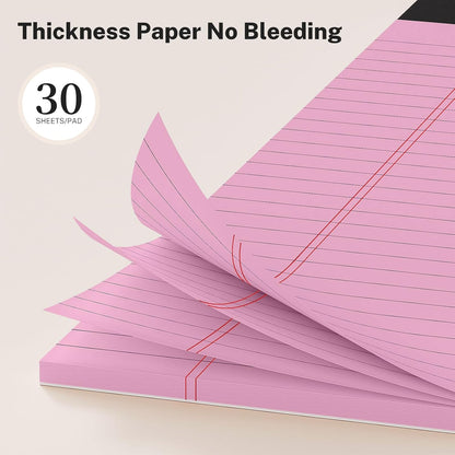 Pink Legal Pads 8.5 x 11, Notepads 8.5 x 11, Wide Ruled, 12 Pack Pink Note Pads 8.5 x 11, Pink Paper 8.5 x 11, Legal Size Paper, 30 Sheet/Notepad, Lined Paper, Writing Pads for Study, Office, Home