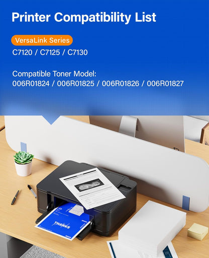 VersaLink C7120 C7125 C7130 High Capacity Toner Cartridge 4-Pack 006R01824 006R01825 006R01826 006R01827 Replacement Compatible for Xerox VersaLink C7120 C7125 C7130 Printer Black Cyan Magenta Yellow