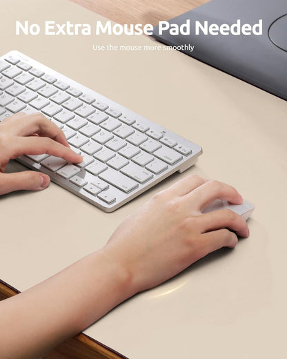 YSAGi Leather Desk Protector, Office Mat, Large Mouse Mat, Non-Slip PU Leather Blotter, Laptop Desk, Waterproof Writing Pad for Office and Home (Eggshell, 35.4" x 17")