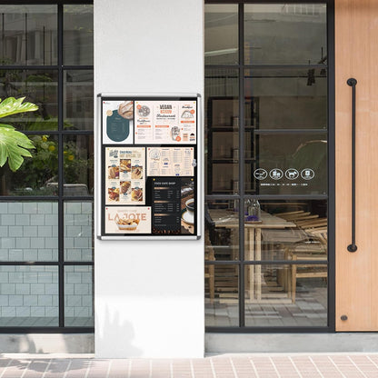 Enclosed Bulletin Board Lockable Display Case Message Board with Locking Door for Indoor, Black Felt, Silver Aluminum Frame, 38x28inches(9xA4)