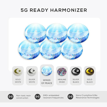 Pack of 6 EMF Stickers for Cell Phone- 5G Ready Harmonizer Stickers Proudly Made in USA for Cell Phones, Laptops or Tablets- EMF mega Shield for All Electronic Devices (Wings of Peace)