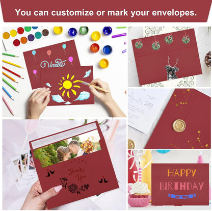 Joyberg 50 Packs Wine Red 5x7 Envelopes, Wine Red Envelopes 5x7, Wine Red Envelopes, Deep Red Color A7 Envelopes, Burgundy Envelopes 5x7, Invitations, Photos, Greeting Cards, Mailing (Wine red)