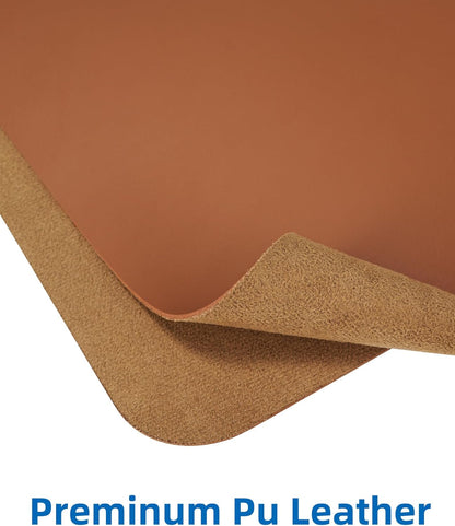 Leather Desk Pad Blotter,Mouse Pad,Office Desk Mat, Non-Slip PU Leather Desk mat,Large Desk mat,Waterproof Keyboard mat for Office/Home/Decor (Light Brown,35" x 17")