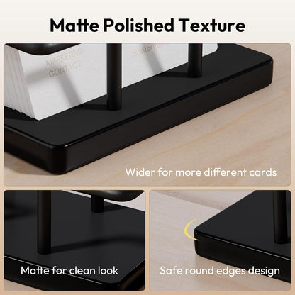 NIUBEE Acrylic Business Card Holder: Metal Business Card Display Stand for Desk - Frosted Gift Card Organizer for Office, Reception, Desktop (Black) - 2pack