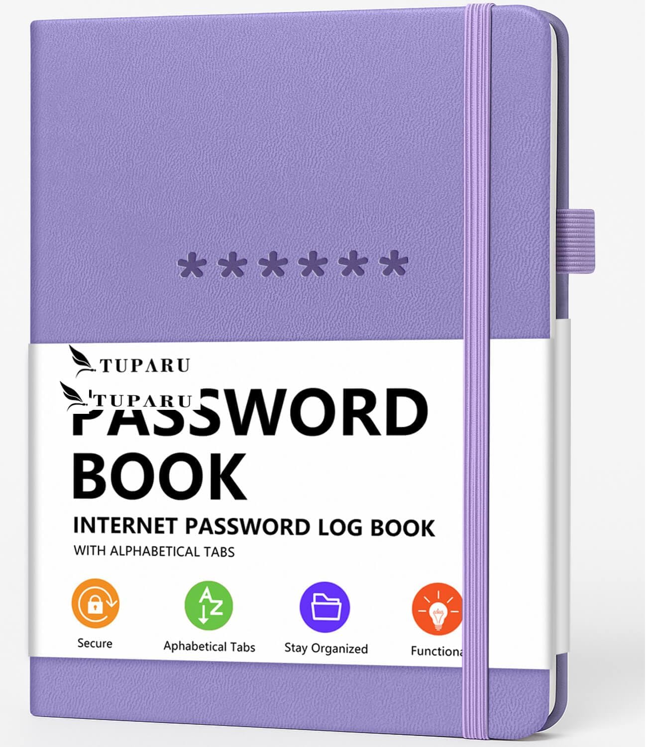 Password Book with Alphabetical Tabs – Hardcover Internet Address & Password Organizer – Password Keeper Notebook for Computer & Website – 7x 10" Log-in Password Journal w/Thick Paper (Lavender)