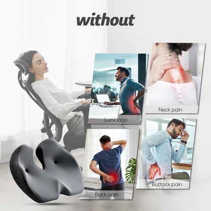 Seat Cushion for Tailbone Pain Relief X-Large,Ergonomic Office Chair Cushion for Butt Hip Lower Back & Sciatica Pain Relief Pillow,Pressure Relief Seat Cushion for Long Sitting,Office & Car (Black)