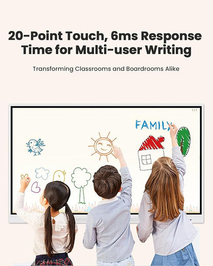 Interactive Smart Board for Classroom, 8+128 GB Electronic Digital Whiteboard Built-in Android OS & Open App Ecosystem - 4K Touchscreen Smartboard for Home Office School Studio Display