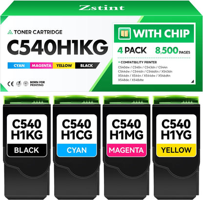 C540H1KG C540H1CG C540H1MG C540H1YG Toner Cartridges Set 4-Pack Compatible with Lexmark C540dw C540n C543dn C544n C544dw C544dn C546dtn X543dn X544dn/X544n X544dw X546dtn X548de X548dte Printer Ink