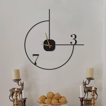 Minimalist Wall Clock 20-Inch – Black Metal, Silent Non-Ticking Quartz, Sleek Contemporary Design for Living Room, Kitchen, Office
