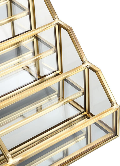 Hipiwe Mirrored Glass Business Card Holder Gold Business Card Display Stand for Desk Multiple Clear Business Card Holder Display for Office Desktop Cards Display Stand for Women Men, 8 Slots