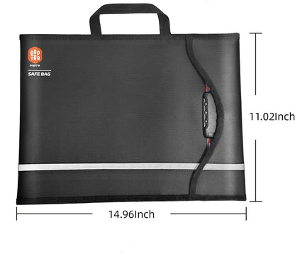 Fireproof Document Bag (Black) – Waterproof Zipper & Lock – for Home, Office & Travel – Holds Files, Cash, Passport, Valuables – Fire & Water Resistant