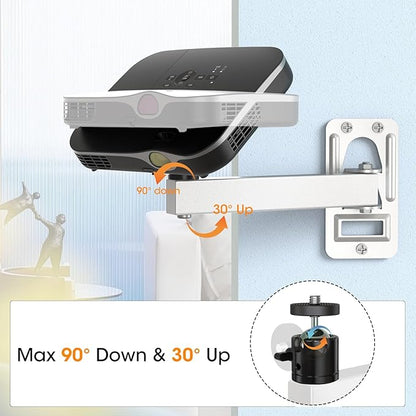 Mini Projector Wall Mount- Adjustable Tilt&Swivel Hanging Projector Holder Wall Mount Hanger Rack Stand with 1/4" Screw for Mini Projector with Cable Ties