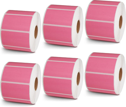 BETCKEY - 2.25" x 1.25" UPC Barcode & Multipurpose Labels Compatible with Zebra & Rollo Label Printer,Premium Adhesive & Perforated[Pink, 6 Rolls, 6000 Labels]