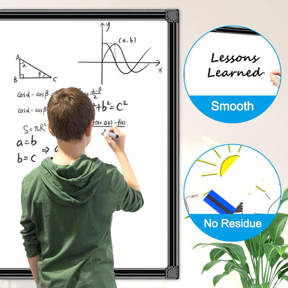 H-Qprobd 48"x30" Magnetic White Board Dry Erase Wall Mount Whiteboard - Office Home Classrooms White Board Hanging Writing Board with Black Aluminum Frame