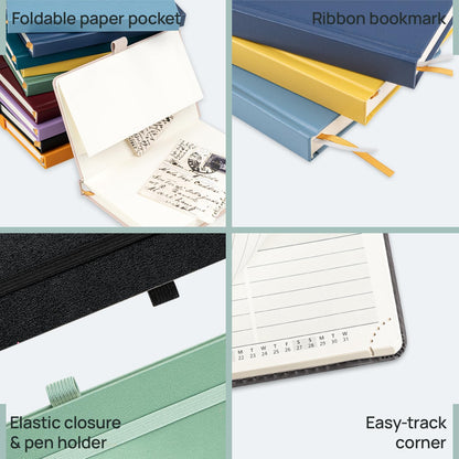 POPRUN Pocket Planner 2025-2026, (Purse Size 4''x 6.25'' Hard Cover) Academic Year Calendar Daily Weekly and Monthly (July 25-June 26) with Hourly Time Slots, 100 GSM Paper - Violet