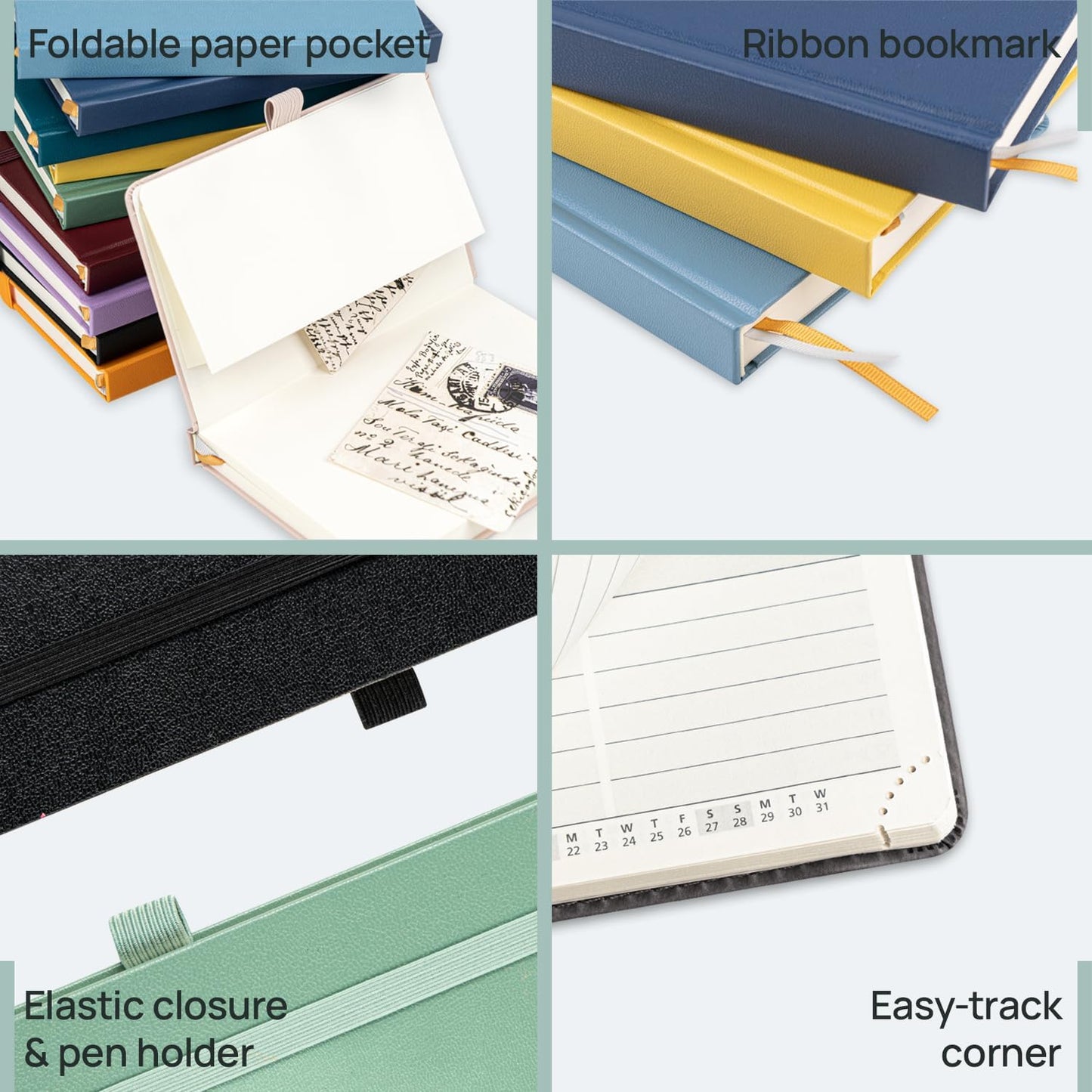 POPRUN Pocket Planner 2025-2026, (Purse Size 4''x 6.25'' Hard Cover) Academic Year Calendar Daily Weekly and Monthly (July 25-June 26) with Hourly Time Slots, 100 GSM Paper - Navy Blue