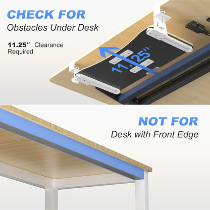 suptek Large Keyboard Tray Under Desk Pull Out with C Clamp Mount, Keyboard & Mouse Tray, 34 (38 Including Clamps) x 11.8 inch Slide-Out Platform Computer Drawer for Typing, Light Wood, DSF1LQM