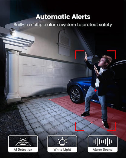 aosu Solar Camera Outdoor Wireless - 100% Wire-Free Outdoor Security Camera Wireless with Fixed Solar Panel,360° Panoramic View, Human Auto Tracking, 2K Color Night Vision