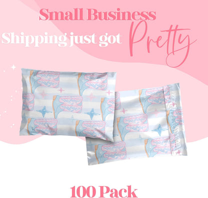 10x13 Designer Poly Mailer 100 Pack Heavy Duty Waterproof Self Seal Shipping Bags for Small Business Large Mailing Envelopes Bulk Tear Resistant Packaging Cowgirl Boots Western