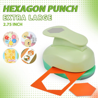 UCEC 2.75 Inch Hexagon Paper Punch for Scrapbooking and Card Making – Heavy Duty Craft Punch for 80 lb Cardstock – Large Geometric Punch with Ergonomic Handle and Safety Lock