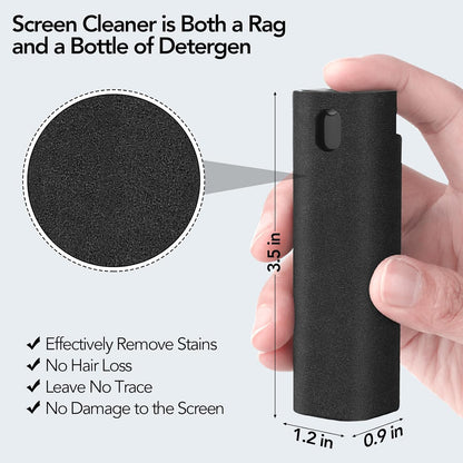 3 Pcs Fingerprint Proof Screen Cleaner, 3 in 1Touchscreen Mist Cleaner Spray Wipe Screen Cleaner Soft Fiber Flannel, Safe for All Phones Glasses Tablet Laptop TV Watch Screens(Grey)
