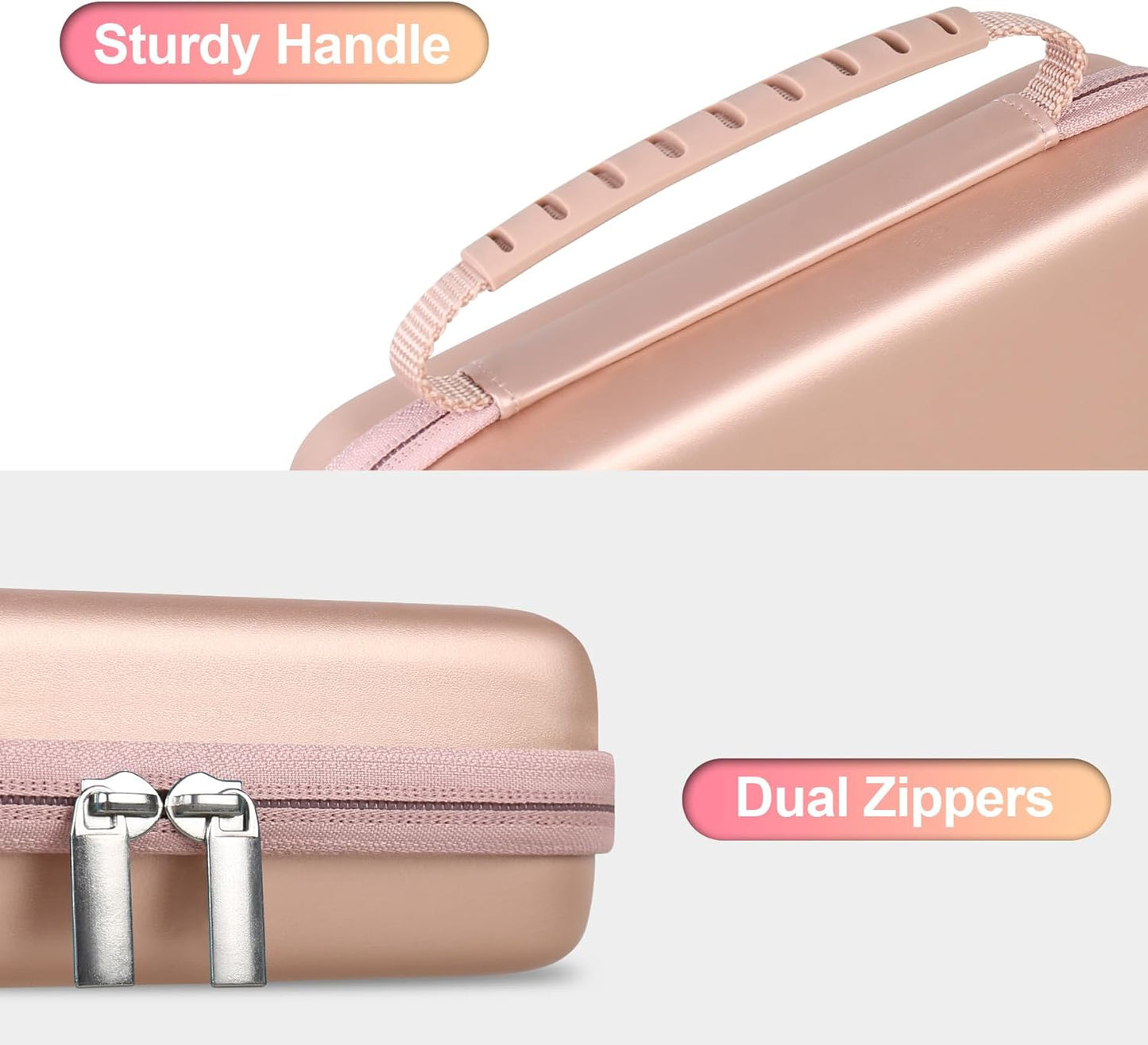 BOVKE Calculator Travel Case for Texas Instruments TI-Nspire CX II CAS/CX II/CX/CX CAS Graphing Calculators and More - Mesh Pocket for USB Charging Cables and Other School Supplies, Rose Gold