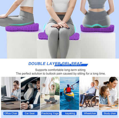 Thicken 19.7in Seat Cushion, Gel Seat Cushion for Long Sitting–Office Chair, Wheelchair, Car Pad, Large Cooling Support Pad for Back Pain, Sciatica, Tailbone Pain Relief