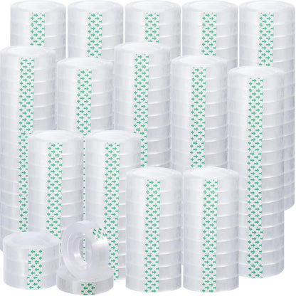 Jetec 200 Rolls Clear Tape Bulk Transparent Invisible Tape Refills 1/2 x 1260 Inches Glossy for Gift Wrapping Dispenser Office School Home Use Gift Wrap Desk Supplies