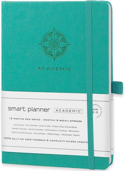 Smart Planner 2022 A5 Size 8.6 x 5.7 inches Undated Daily Planner for School - Student Planner for Maximizing Focus and Productivity (Light Green)