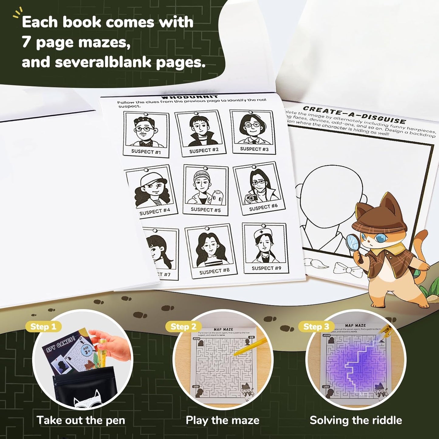 JoyCat 24 Pcs Invisible Ink Pens with UV Light for Kids with Notebooks,Spy Pen Magic Markers for Secret Message,Class Prizes for Students Bulk,Birthday Gift for Boys Girls