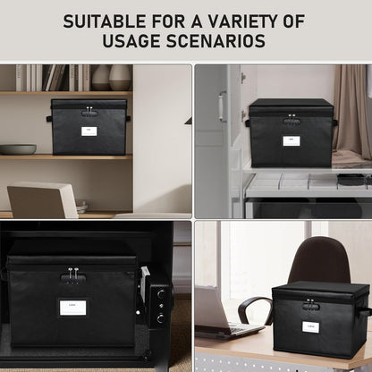 File Box Fireproof Document Box with Lock, Document Safe File Storage Organizer Boxes for Next of Kin Estate Planing Organizer End of Life Planner (Box, Black)