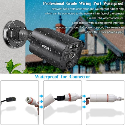 (4K/8.0 Megapixel & 130° Ultra Wide-Angle) 2-Way Audio PoE Outdoor Home Security Camera System Wired Outdoor Video Surveillance IP Cameras System