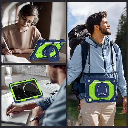 Case for iPad (A16) 11th/10th Generation 2025/2022,Heavy Duty Shockproof 10th Generation iPad Case with 360° Rotating Stand Screen Protector for i Pad 11.0/10.9 Inch Cover,Navy Green