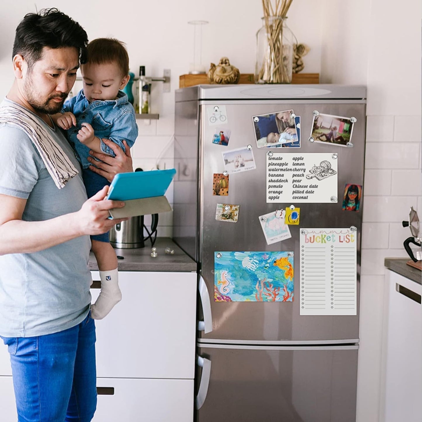 Grtard 16 Pack Magnetic Push Pins, Fridge Magnets for Whiteboard, Whiteboard Magnets Refrigerator Magnets, Small and Strong Push Pin Magnet for Office, School, Locker, and Map Magnet