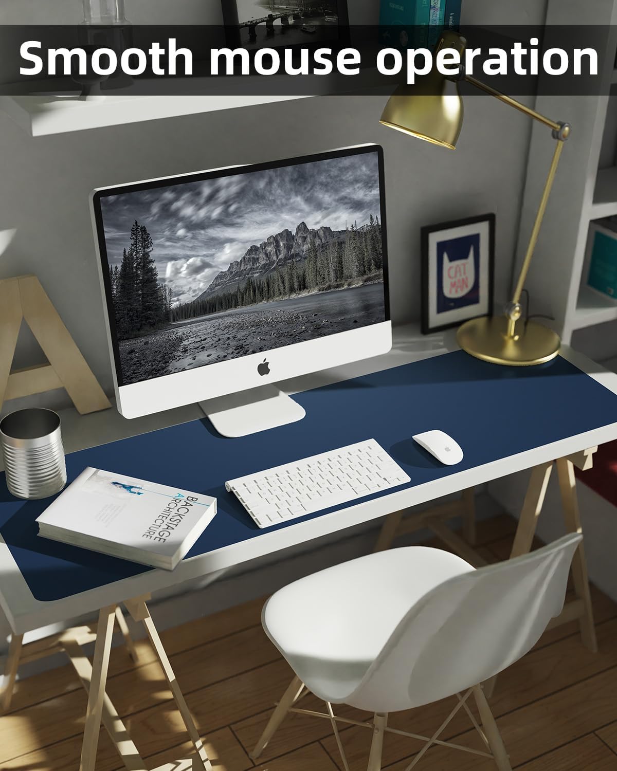 Desk mat Large, Leather Desk Pad Protector,Office Desk Mat,Mouse Pad, Non-Slip Desk Blotter, Laptop Desk Pad, Waterproof Desk Writing Pad for Office&Home (Midnight Blue, 48" x 24")